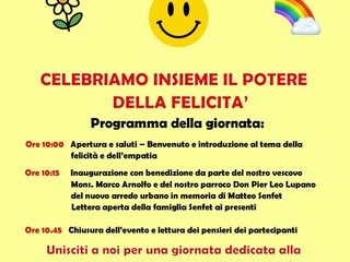 Una panchina e una fioriera in ricordo di Matteo Senfet nella Giornata della Felicità