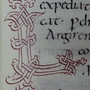 Capolettera “L”, Sacramentarium Episcopi Warmundi (Sacramentario del Vescovo Warmondo di Ivrea): fine secolo X, Ivrea, Biblioteca Capitolare, Ms 31 LXXXVI). Priuli Verlucca,1990, copia posseduta a Biella dal Comm. Mario Coda.