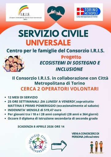 Servizio Civile, il Consorzio IRIS cerca due giovani per il Centro per le Famiglie
