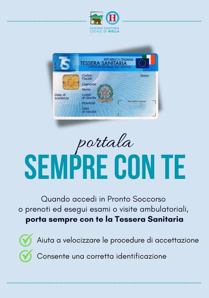 ASL Biella: porta sempre con te la Tessera Sanitaria ASL Biella: porta sempre con te la Tessera Sanitaria