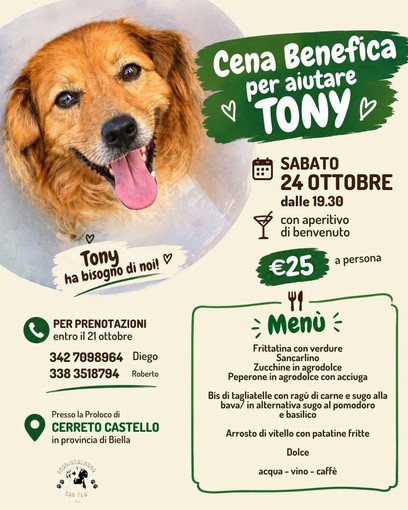 Una cena benefica a Cerreto Castello per aiutare Tony Una cena benefica a Cerreto Castello per aiutare Tony