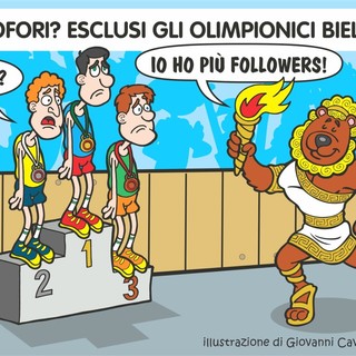 Biella, staffetta olimpica senza i frazionisti: dove sono gli atleti? - Illustrazione di Giovanni Cavallo