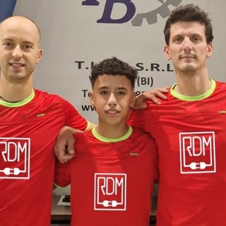 La formazione del T.T. Biella RDM Automazioni e Sicurezza (C2) vittoriosa sul Romagnano. Da sinistra: Luca Lanza, Mattia Noureldin e Stefano Erba.