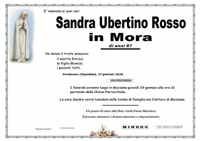 Sandra Ubertino Rosso, in Mora
