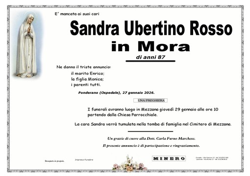 Sandra Ubertino Rosso, in Mora