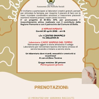 Creatività e memoria si incontrano a Biella: torna il laboratorio “Caffè sospeso (nel tempo)”