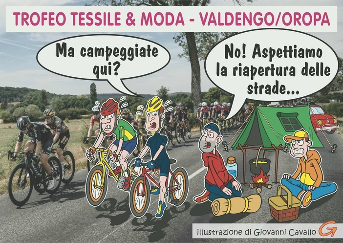 Strade chiuse, tende aperte: la grande corsa della viabilità biellese - Illustrazione di Giovanni Cavallo Strade chiuse, tende aperte: la grande corsa della viabilità biellese - Illustrazione di Giovanni Cavallo