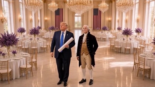 Trump con George Washington nel nuovo video generato con l'Ia: "Grazie per le tue idee"