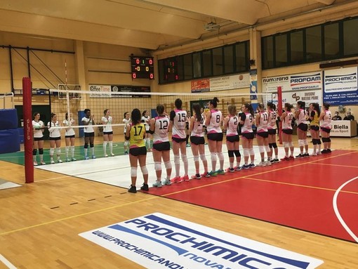 La squadra della Virtus Biella a inizio match contro Gossolengo