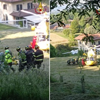 Muzzano, si ribalta trattore tagliaerba: uomo elitrasportato al CTO di Torino