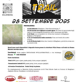 Miagliano corre insieme: torna il Villa Poma Trail, domenica 28 settembre Miagliano corre insieme: torna il Villa Poma Trail, domenica 28 settembre