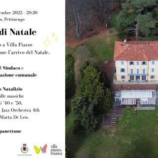 Pettinengo, auguri di Natale a Villa Piazzo: saluti del Sindaco e concerto jazz