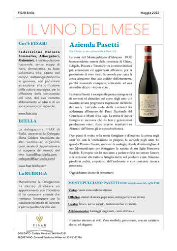 Con Fisar alla scoperta del vino del mese: Montepulciano Pasetti DOC