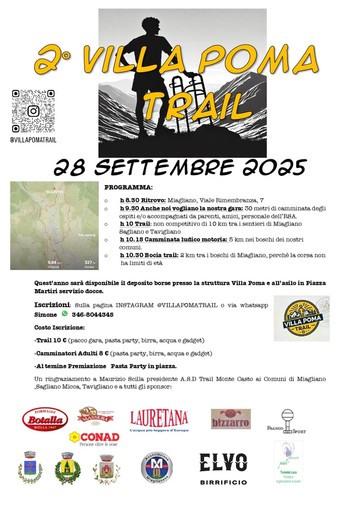 Miagliano corre insieme: torna il Villa Poma Trail, domenica 28 settembre