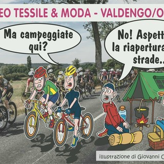 Strade chiuse, tende aperte: la grande corsa della viabilità biellese - Illustrazione di Giovanni Cavallo Strade chiuse, tende aperte: la grande corsa della viabilità biellese - Illustrazione di Giovanni Cavallo