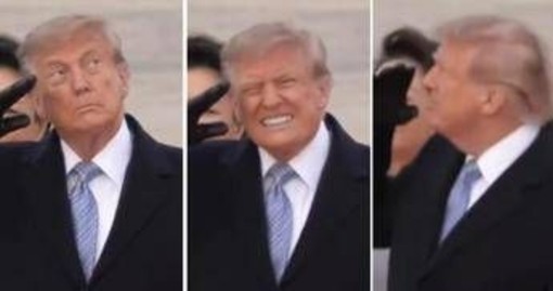 Trump accoglie Xi, passa il jet e il presidente americano 'si spaventa'