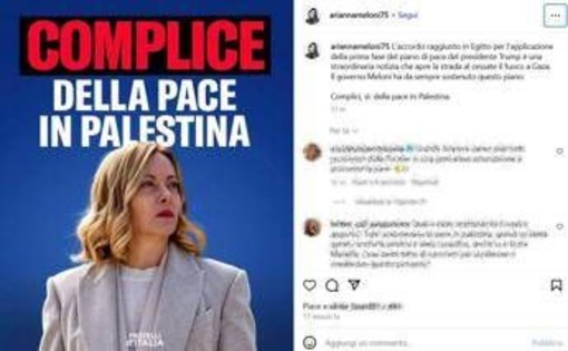 "Meloni complice della pace in Palestina", il post della sorella Arianna