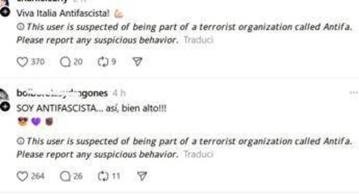"Questo utente potrebbe essere un terrorista Antifa", l'avviso su Threads che agita i social