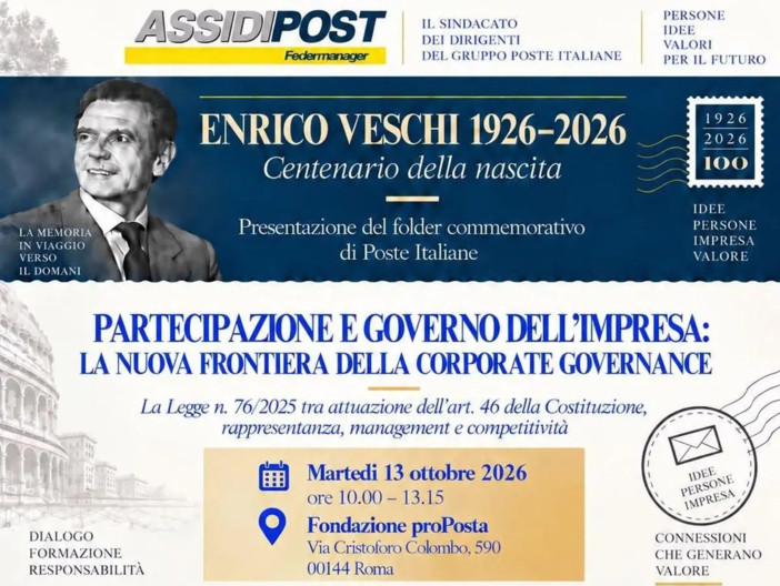 Assidipost Federmanager, a Roma confronto sulla nuova Corporate Governance Assidipost Federmanager, a Roma confronto sulla nuova Corporate Governance