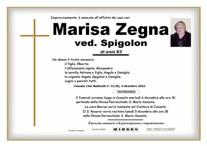 Marisa Zegna, Ved.Spigolon